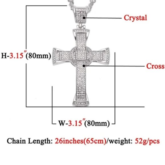 New 18k gold Hip Hop Rapper Iced Out Crystal Cross - Picture 6 of 9